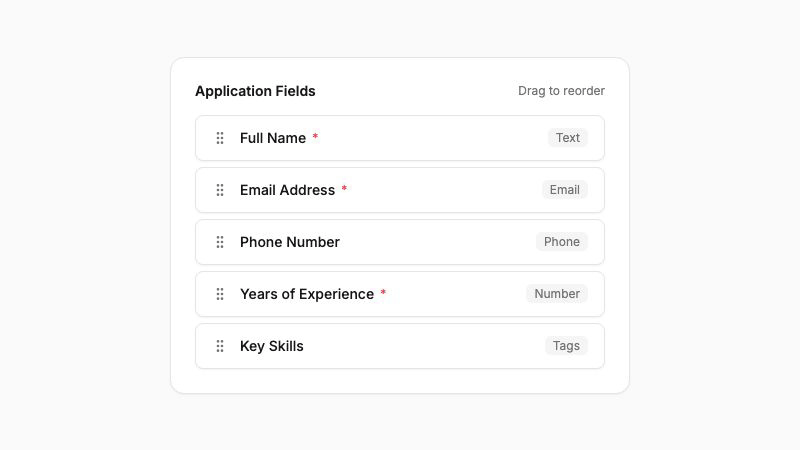 Reordering application fields by dragging